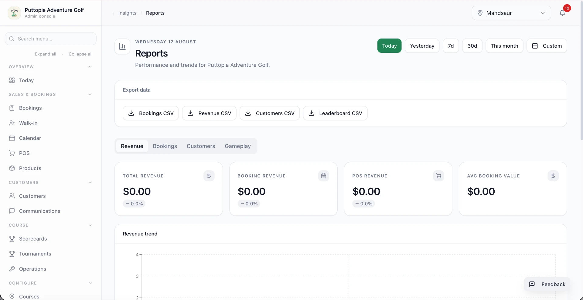 Birdie Course OS Real-time Analytics and Reporting